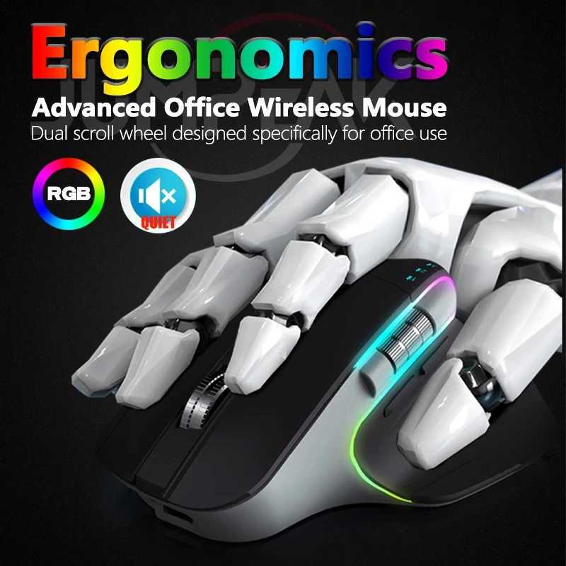 

Tri-Mode Bluetooth+2.4G Wireless Silent Optical Mouse Macro Programming Ergonomic Gaming Rechargeable Mice For PC Laptop Macbook