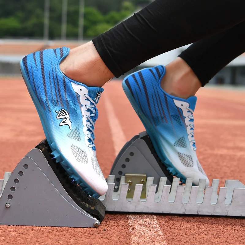 Men's Kids Track and Field Training Spikes Female Athlete Running Spikes Men's Gold White Black Spikes Racing Sneakers