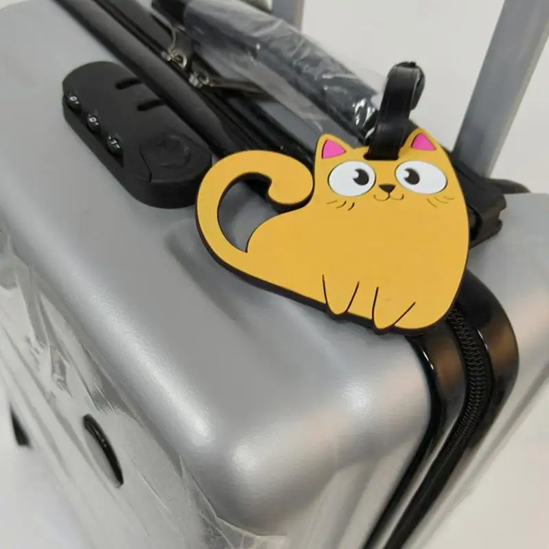 Animal Cat Luggage Tag Set of 2 Durable PVC Materials Travel Suitcase Bag Accessories for Children and Adults