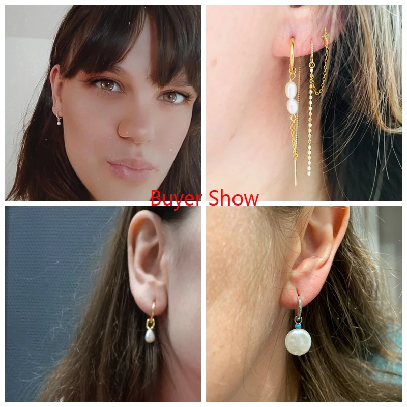 Aide 925 Sterling Silver Artificial Pearl Earrings For Women Round Imitation Pearls Charm Dangle Earrings Wedding Party Jewelry