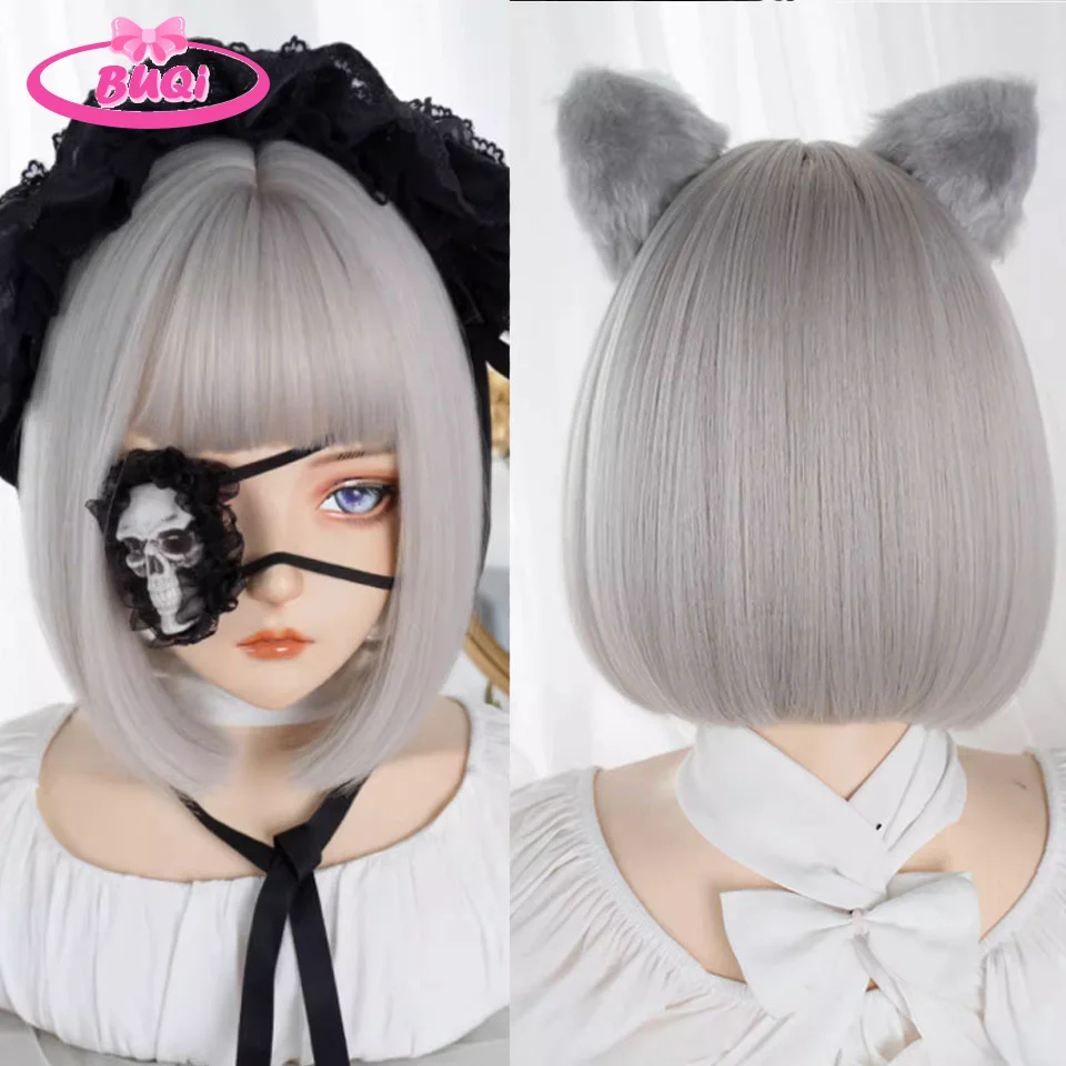 BUQI Synthetic chemical fibre hair lolita milk tea pudding short rolled headgear 10 inches long suitable for all women daily wea