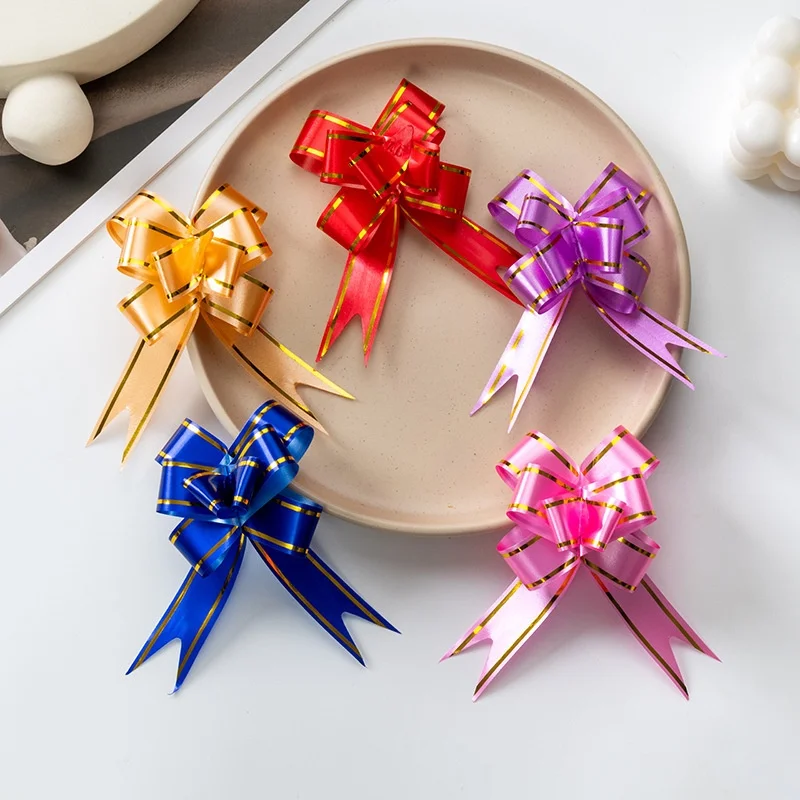 100PCS Butterfly Pull Bow Ribbon - Gold Edge Hanging Decor for Party Wedding Christmas Tree, Gift Wrapping & Home Decoration