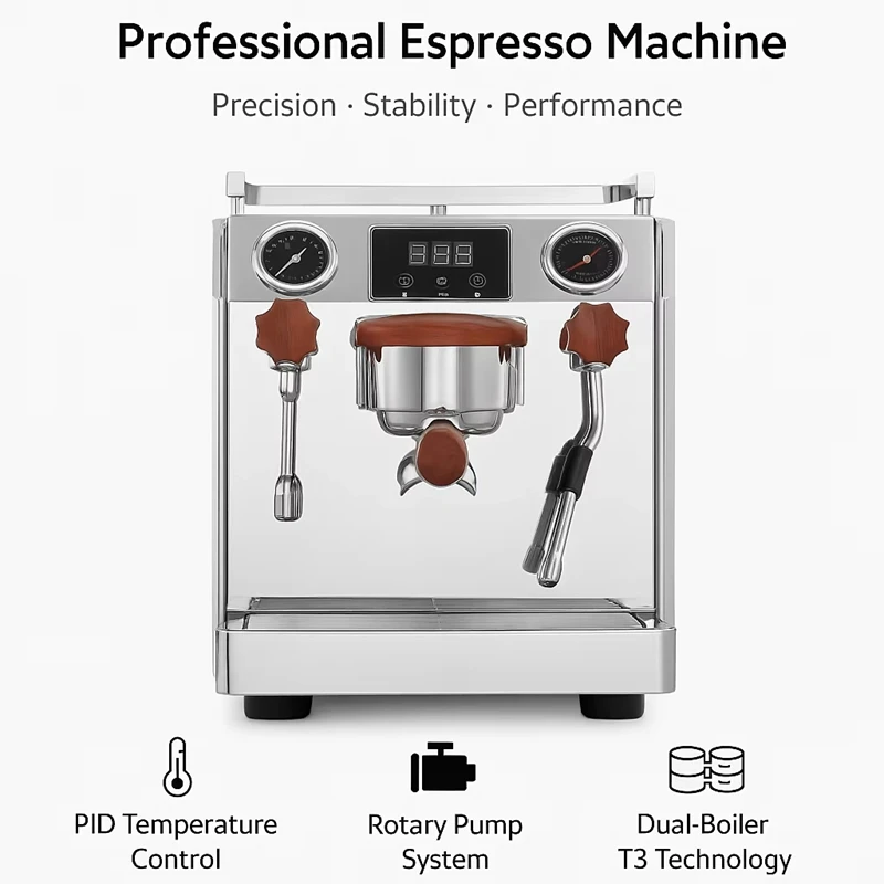 CAFOVO E003 9Bar máquina de café expreso comercial caldera doble bomba rotativa Control PID para cafetería medidor de flujo incorporado 220V 110V