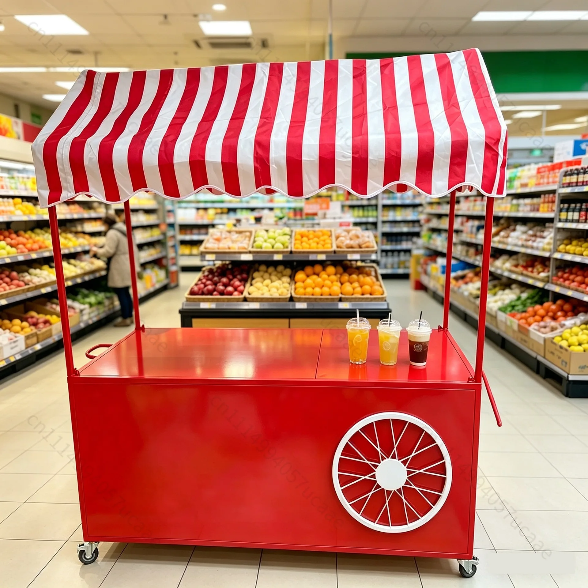 Custom Flower Cart Snack Cart Night Market Mobile Stall Small Pushcart Popular Street Food Cart Outdoor Commercial Use