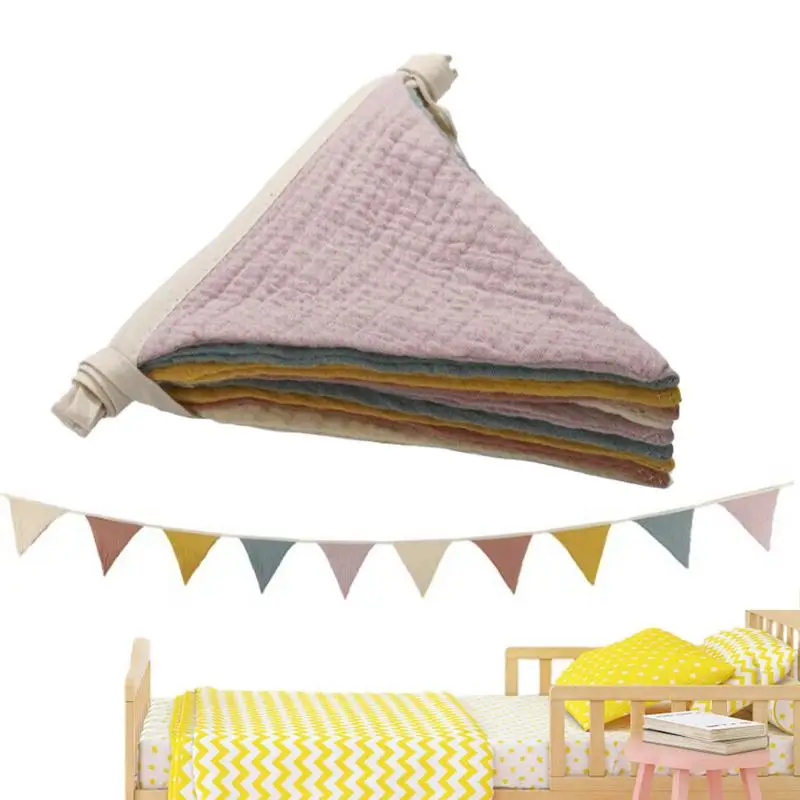 

Triangle Pennant Flags Pennant Bunting Triangle Banner Washable Cotton Fabric Triangle Pennant Garlands For Living Room And