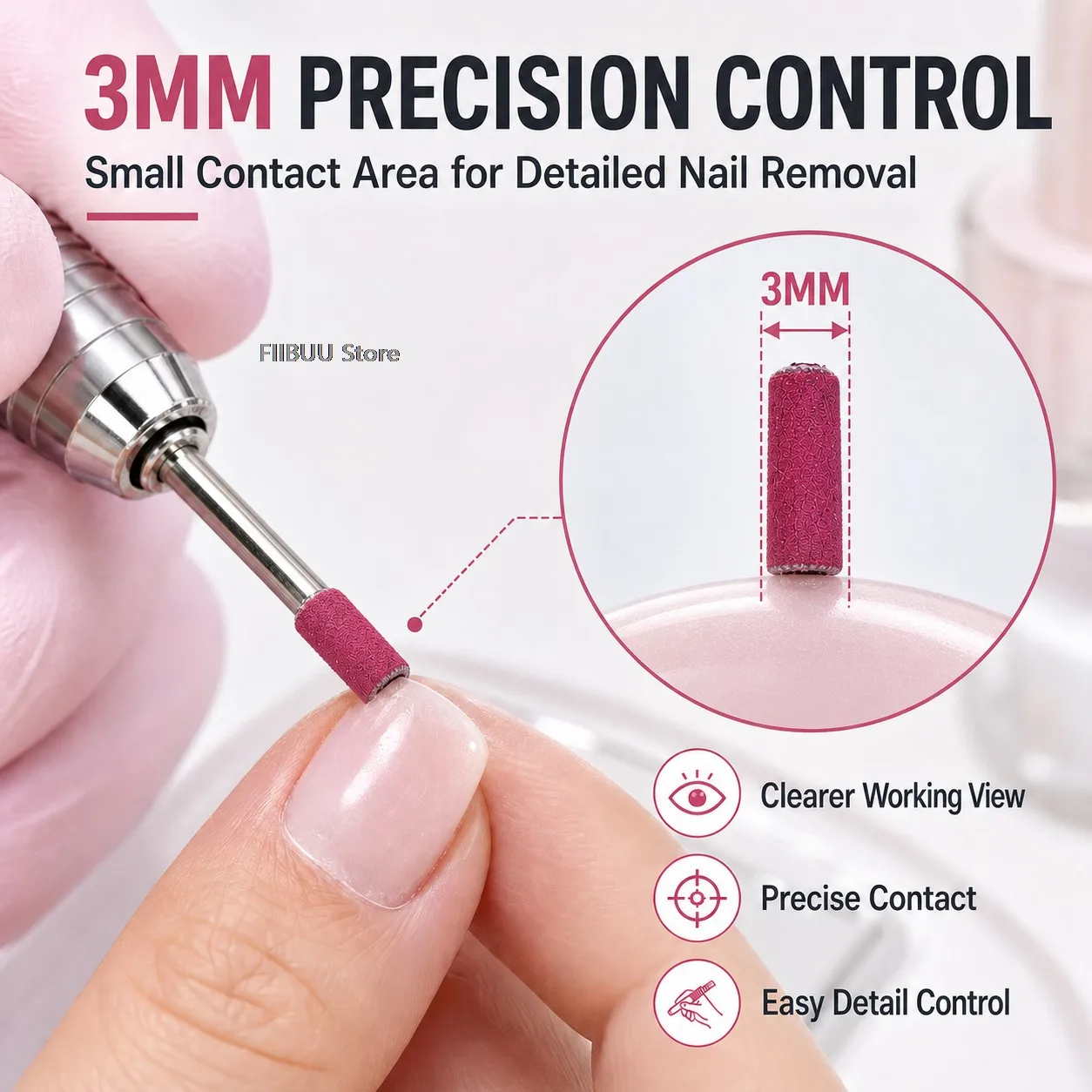 3mm Nail Sanding Bands 100PCS Set with 2 Mandrel 120 180 240 Grit Nail Drill Sanding Bands Nail File Bands Sleeves for Manicure