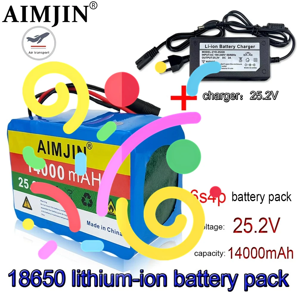 

6S4P Battery Pack 18650 Lithium Battery 24V 14Ah 25.2V 14000mAh Moped Battery 500W BMS