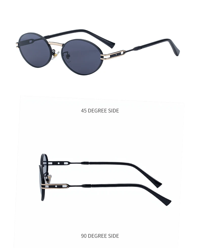 Kleine ovale Steampunk-Sonnenbrille aus Metall für Damen 2026 – Luxusmarke, Vintage Punk Sonnenbrillen für Damen, modische UV400-Schutzbrillen – Detail 14
