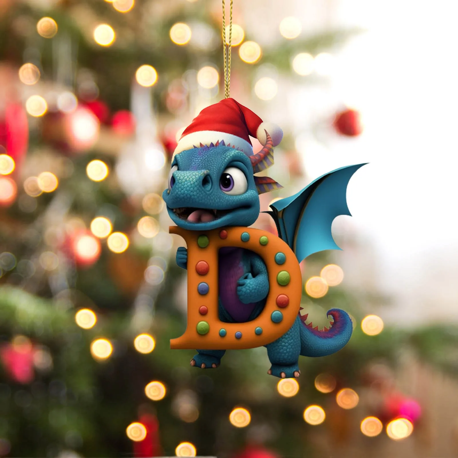 Xmas 26 Letters Cute Dragon Baby Hanging Christmas Ornament Tree Charm Decorations For 2024 New Year Home Tree Ornament Gifts