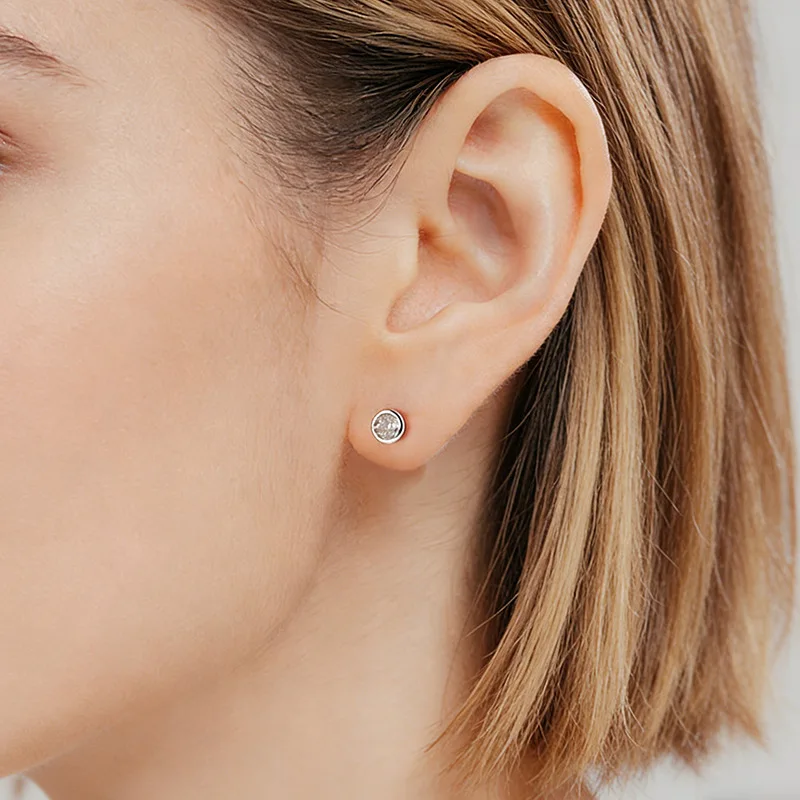 ENSHIR Round Zircon Earrings For Women Simple Temperament Lady Fashion Jewelry Gifts Wholesale