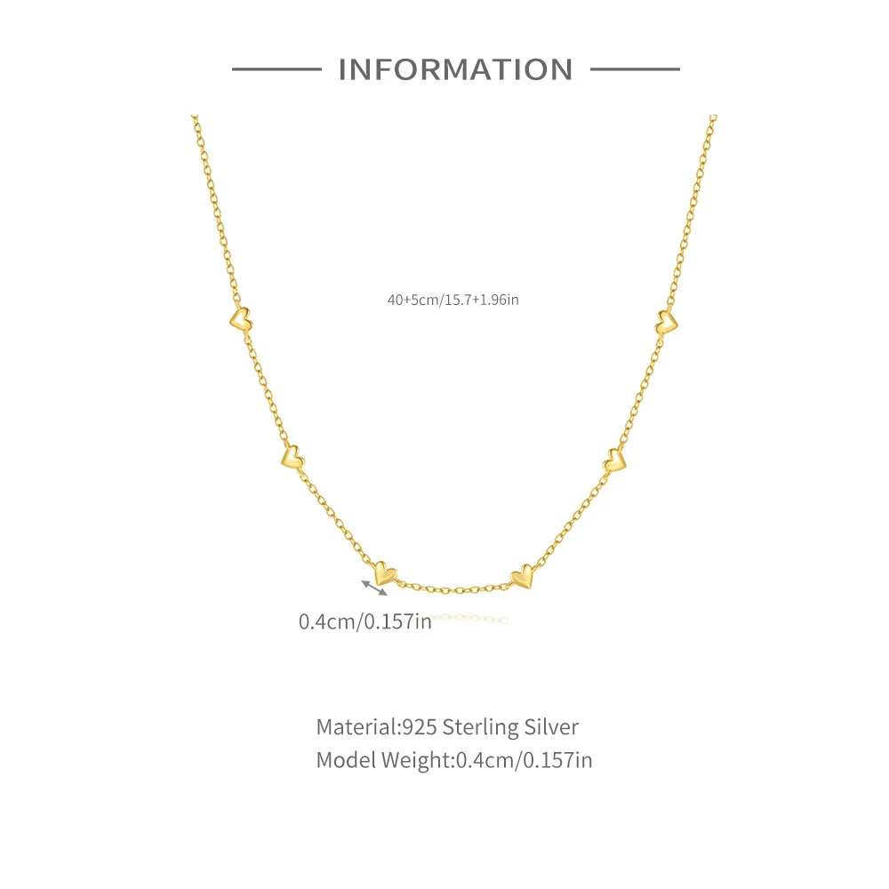 CANNER 925 Sterling Silver Smooth Heart Shape Overlay Clavicle Necklace For Women 18K Gold Ins Simple Necklace Fine Jewelry Gift