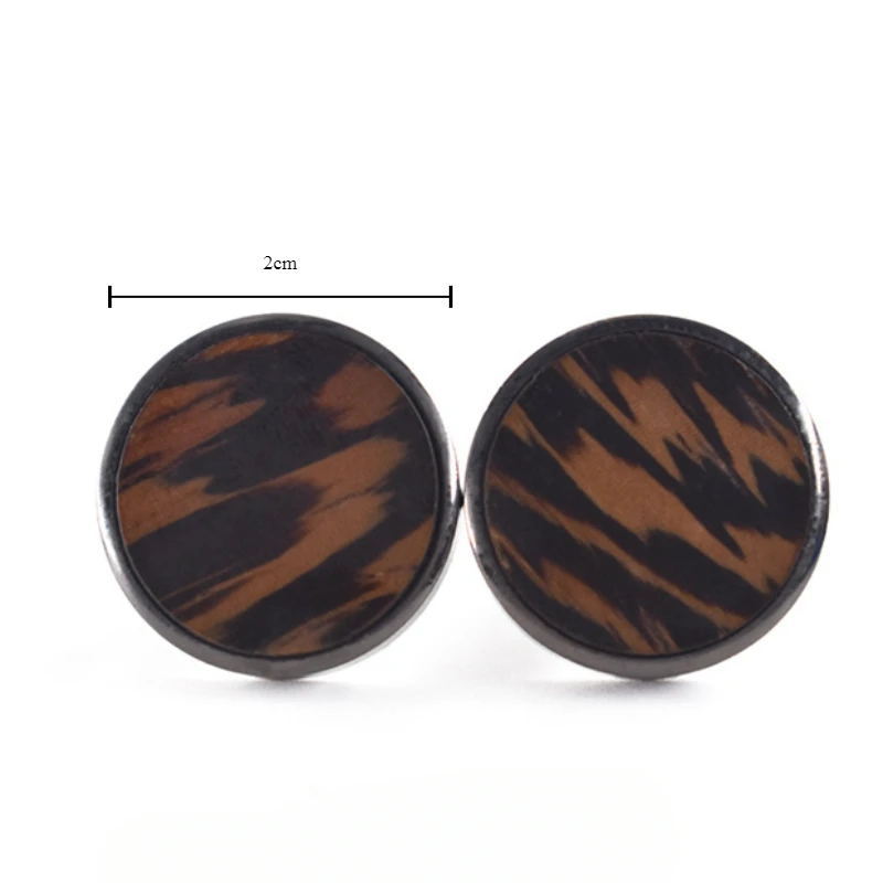 Men\'s French Shirt Cufflinks Round Wooden Black Copper Buttons Gentleman\'s Wedding Party Dress Jewelry Accessories Friend Gifts