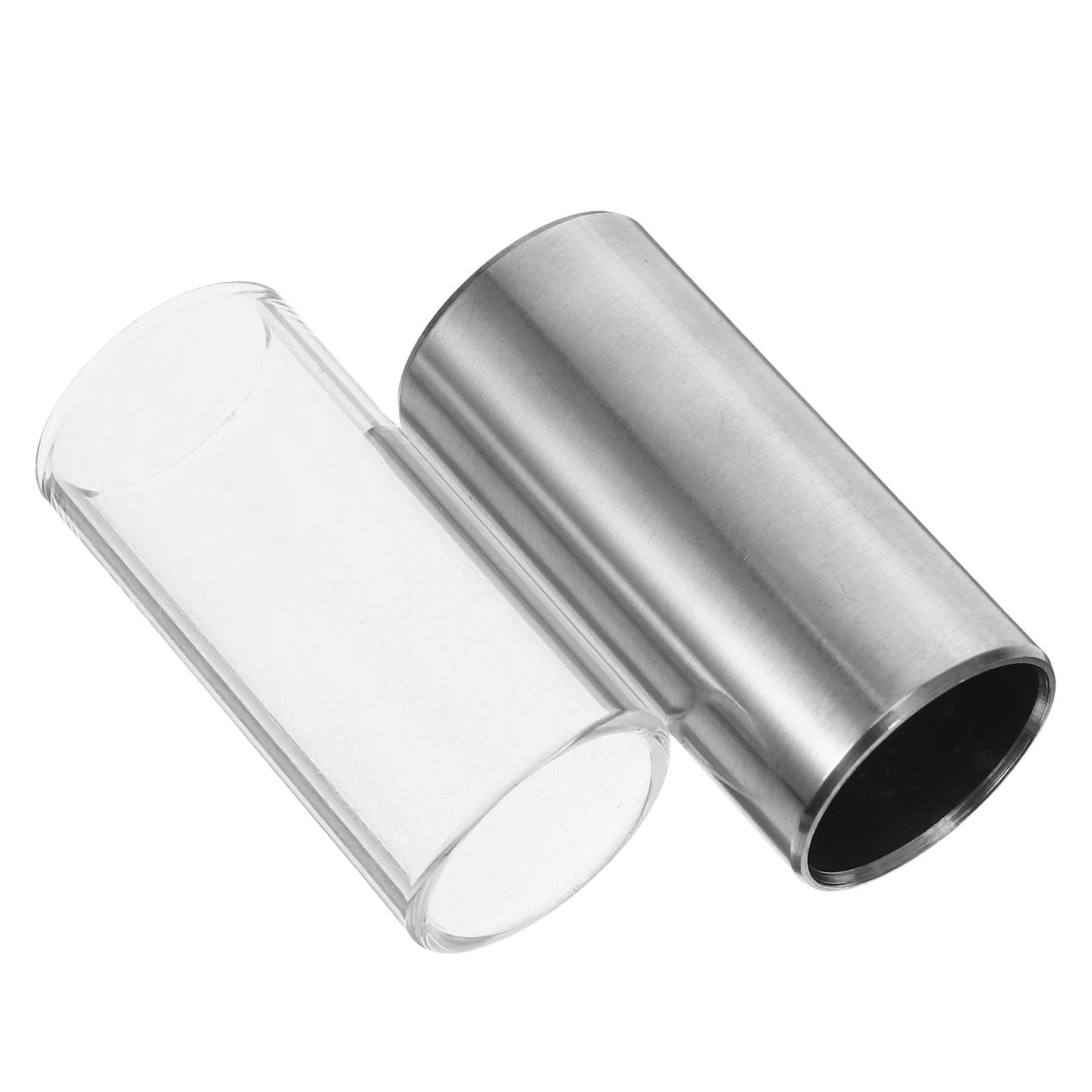 2 Pcs Guitars Medium Bottleneck Slide Accessories Standard Stainless Steel Glass