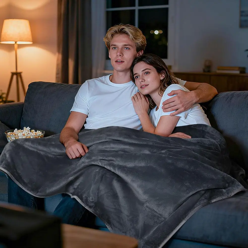 بطانية فلانيل مقاومة للماء بحجم كينج قابلة للعكس - رمادي، 85 × 108، مثالية للكلاب الكبيرة، وحماية من الانسكاب، وفيلم مريح Ni