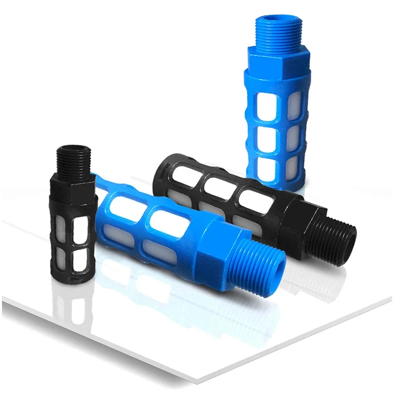 Pneumatic Components1/8 1/4 3/8 1/2 3/4 BSP Male Thread Plastic silencer Pneumatic Black blue Air Quick Exhaust Muffler