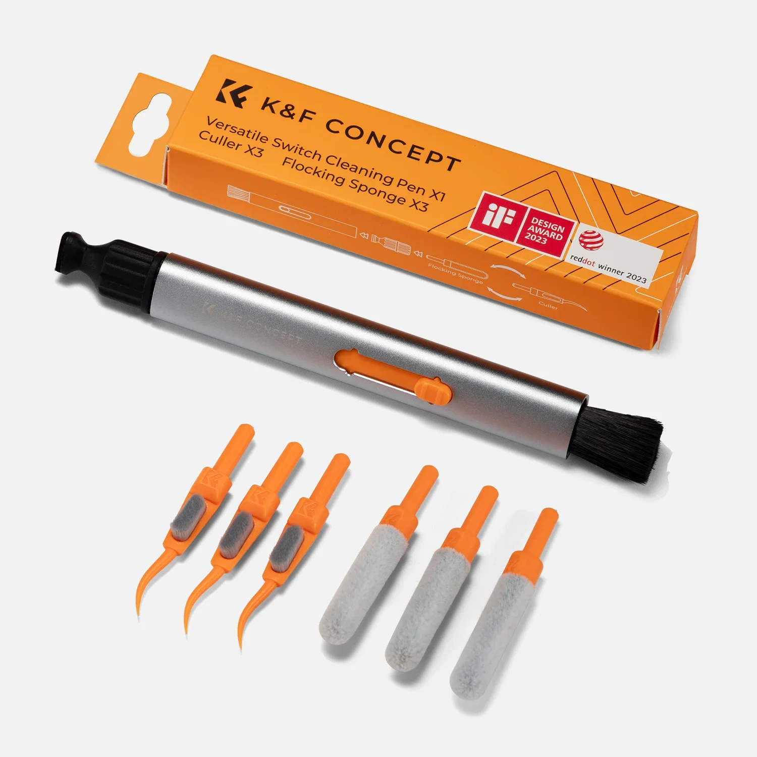 K&F CONCEPT 7-in-1 Camera Reinigingsset met Vervangbare Reinigingspen, Vloeiende Spons*3, Reinigingsstrips*3, Lensreinigingsset