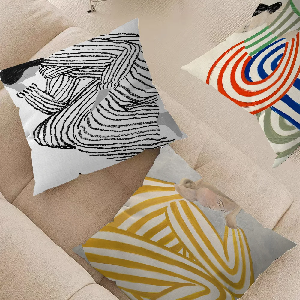 Abstract Figure Lines Girl Lind Pillowcase Toon Gift Cushion Cover Bedroom Home Sofa Chair Seat Decor Pillow Case