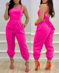 Tuta da donna elegante Sexy bretella stampata tute Casual Hip vita tuta pagliaccetto per le donne primavera estate 2024