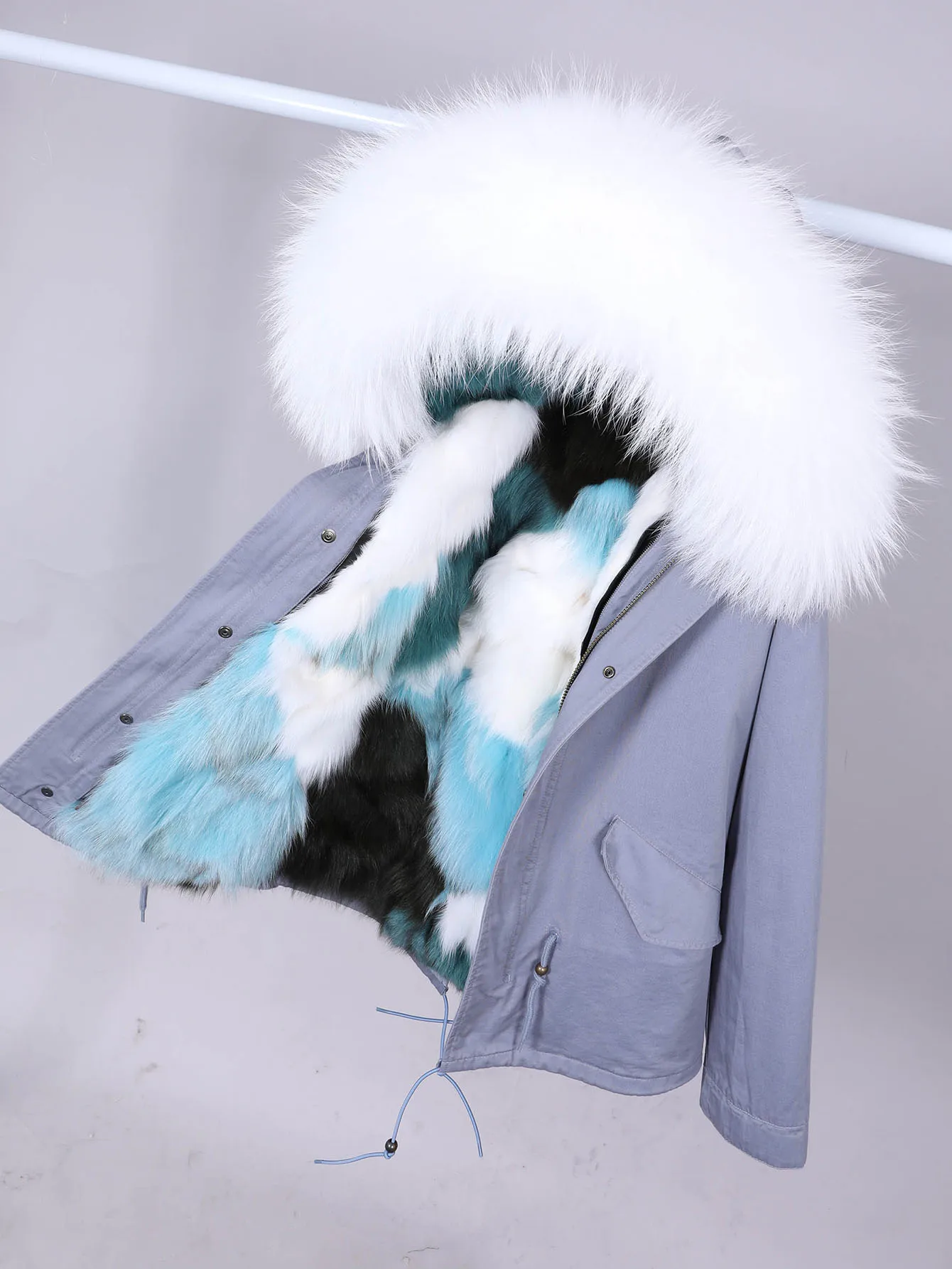 MaoMaoKong 2025 New Real Fur Coat Hooded Woman Winter Parkas Natural Fox Fur Collar Warm Jacket Removable Lining Female Clothing