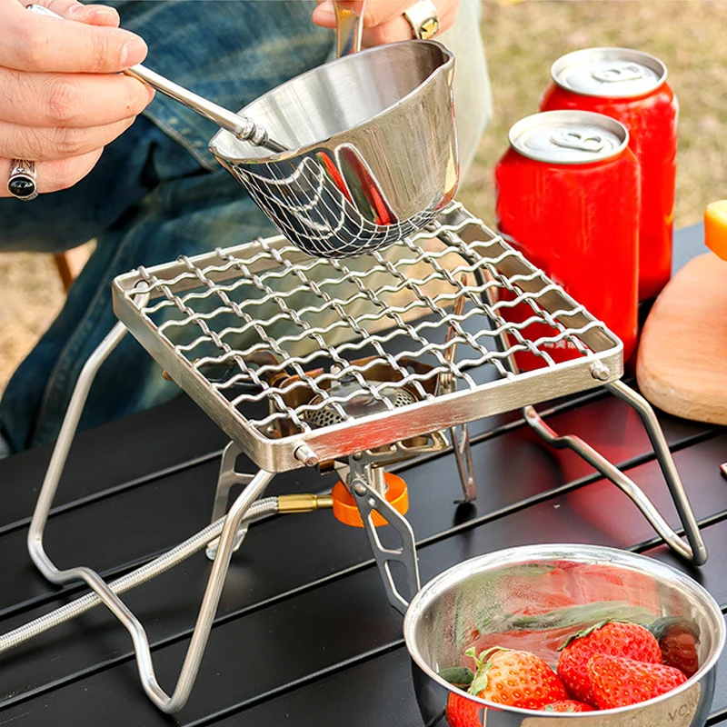 

Portable Folding Campfire Grill Multifunctional Stainless Steel Barbecue Rack Grate Gas Stove Stand Outdoor Wood Stove Stand