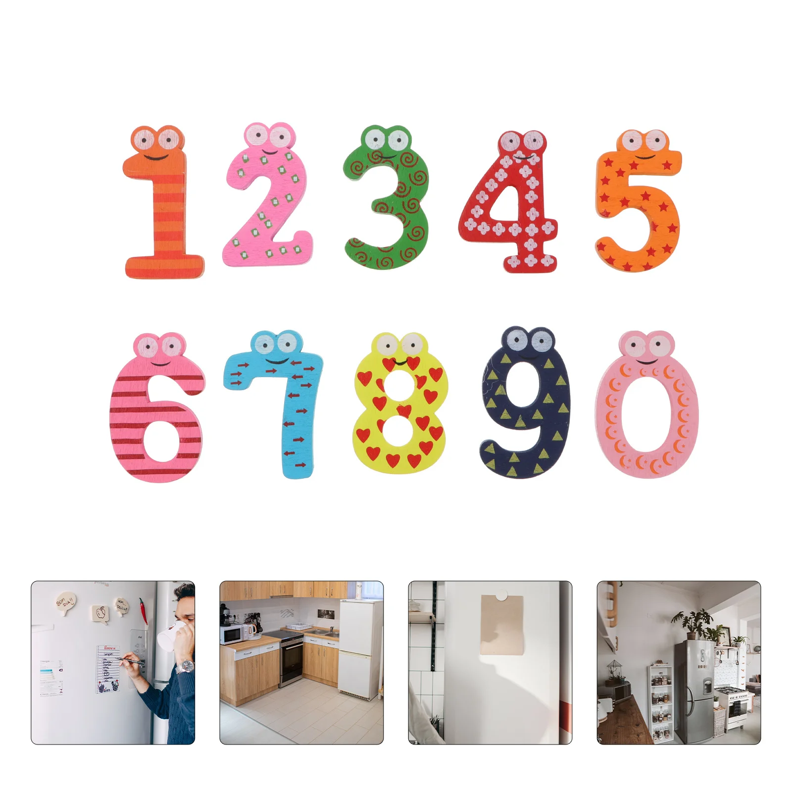 

20Pcs Wooden Number Refrigerator Magnets Magnetic Stickers Stylish Fridge Decor Photo Holder Magnetic Stickers
