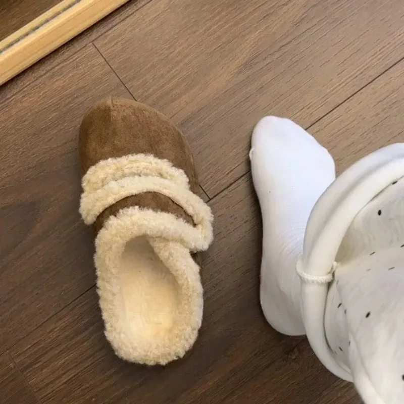 

Women'S Outerwear 2025 Winter Fleece Half-Length Flip-Flops For Warmth And Anti-Slip, Inner Height-Increasing Cotton Flip-Flops