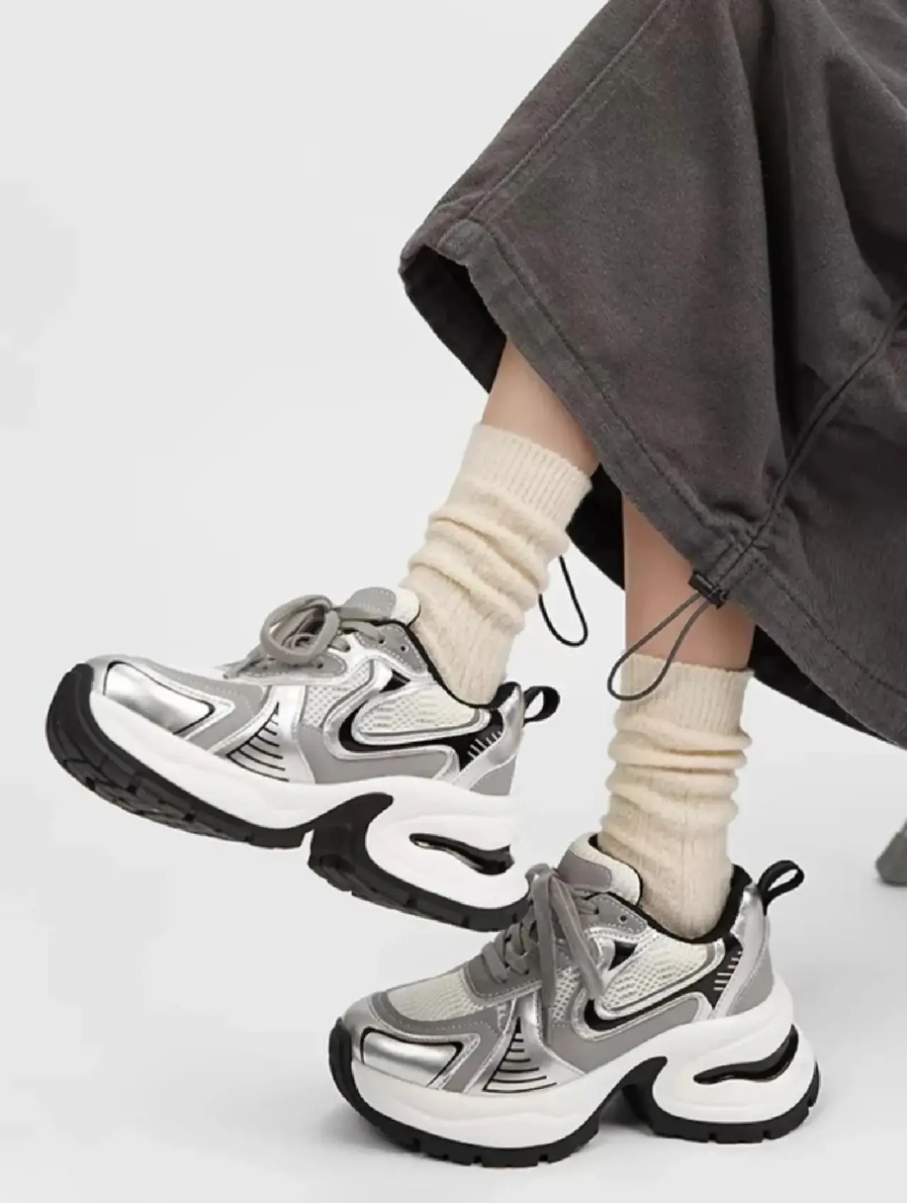 

Дышащие женские Dad oes Весна Лето Повседневные Thi Bot Heightening Old Dad oes Удобные универсальные легкие