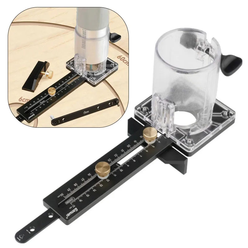 

Woodworking Circle Cutting Jig for Electric Trimming Machine Wood Router Milling Circle Slotting Base DIY Tools with Scale Fence