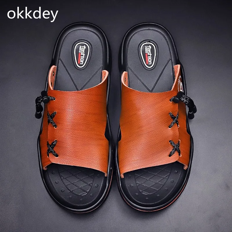 Beach Slippers for Men Wear-Resistant Non-slip Fashion Breathable Flat Trendy All-match Comfortable Outdoor Shoes Summer Main