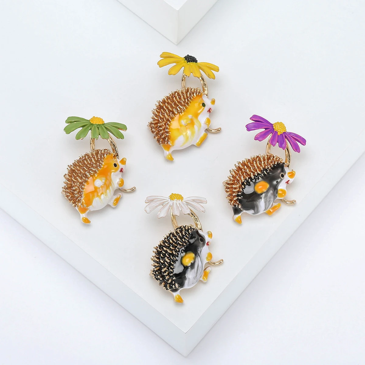 Enamel Hedgehog Brooches for Women Unisex Cartoon Small Animal Pins Event Funny Luxury Gifts New Year Friends Decoration
