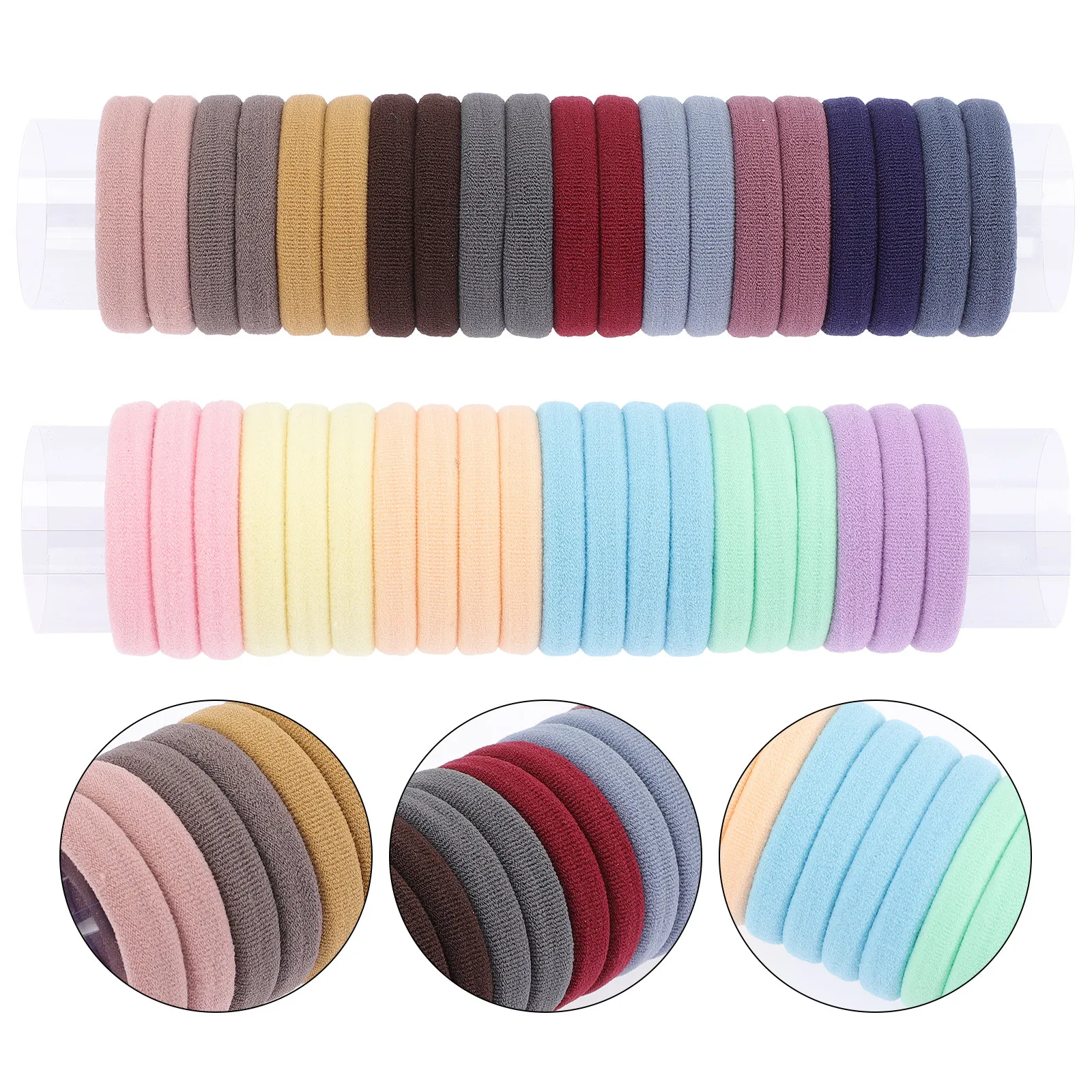 

40 шт. резинок для волос для женщин, бесшовные эластичные резинки для волос с прочной фиксацией для любителей моды, для дома или в поездках, резинки-шнурки для волос