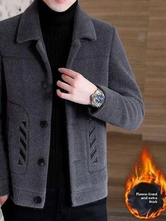 

Мужское шерстяное осенне-зимнее пальто, теплое повседневное пальто с воротником-стойкой, корейская версия, дышащее внутреннее пальто