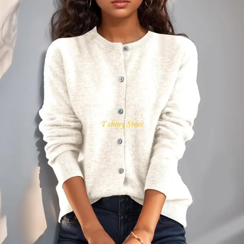 

N58F Lightweight Stretch Cropped Cardigan For Women Soft Long Sleeve Casual Knitwear