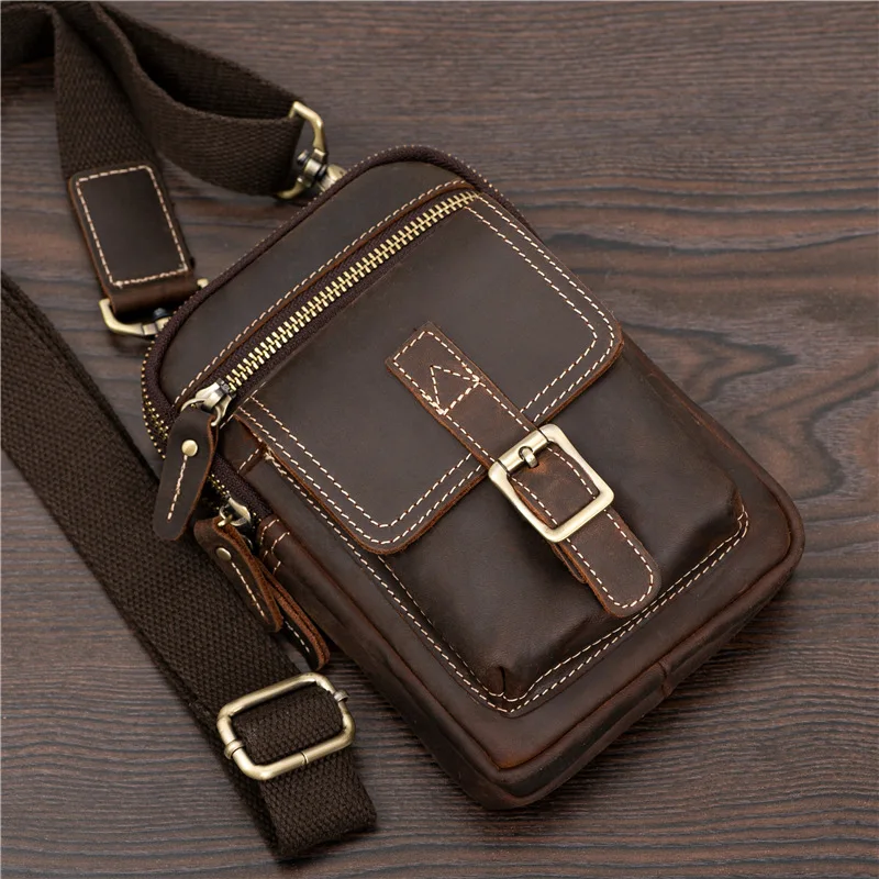 Men\'s Fanny Packs Waist Bag Genuine Leather Belt Bum Leg Hip Sack Small Multi Phone Box Wallet and Purse Outdoor Man Belt Pouch