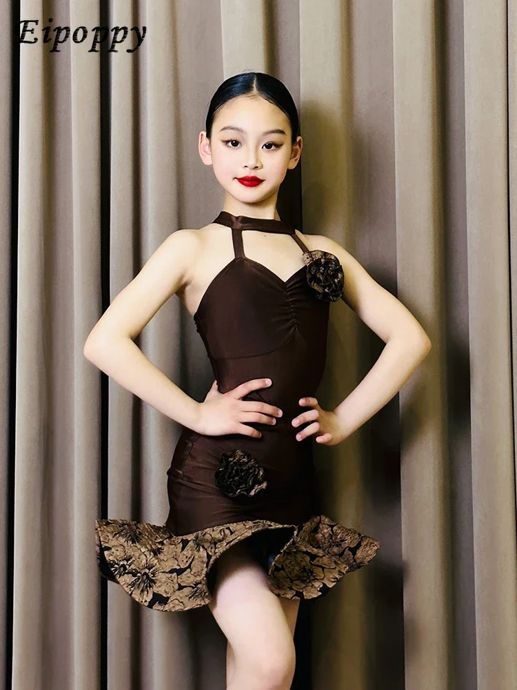 Latin Dance Wear Girls' Senior Sense Exercise Clothing Group Performance Dancing Dress