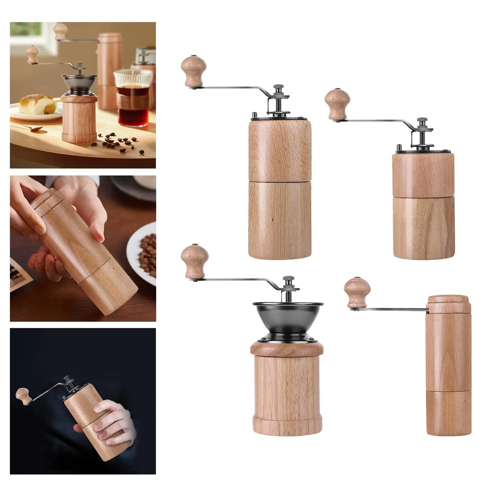 Manual Coffee Grinders Wooden Easy to Settings Mill for Spice Pepper Office
