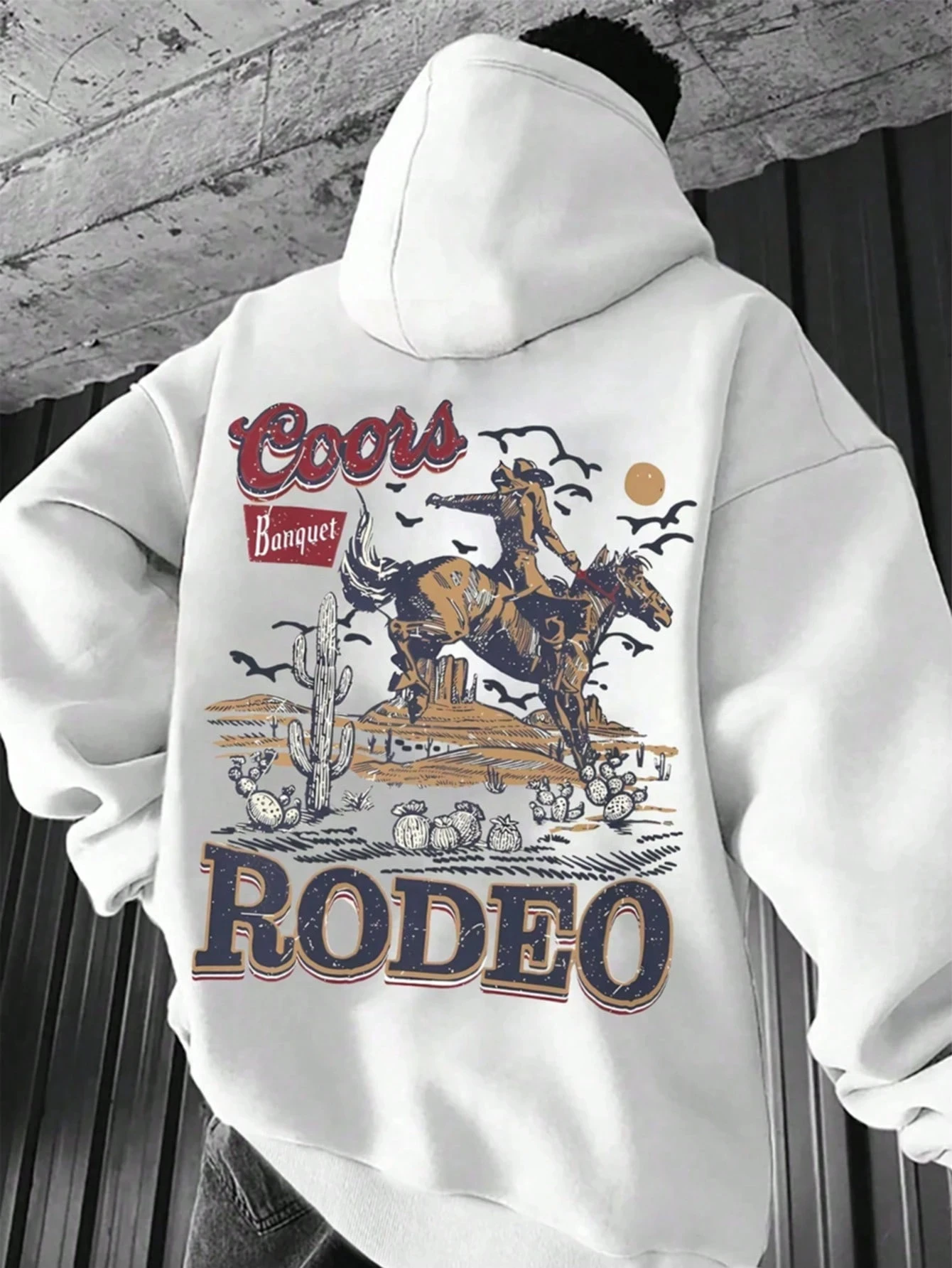 الرجال هوديي روديو كاوبوي الجرافيك البلوز النمط الغربي الشارع الشهير البلوز عارضة مقنعين أعلى #2