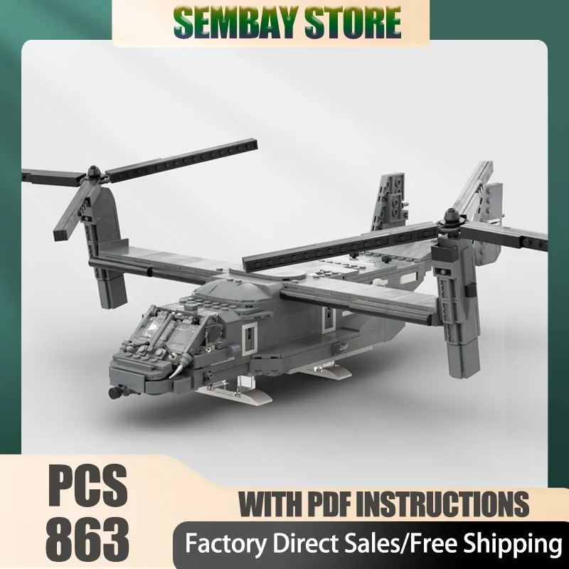 

Military Fighter Moc Building Brick Modular Bell Boeing CV-22 Osprey Model Technology Blocks Christmas DIY Toy Construction Gift