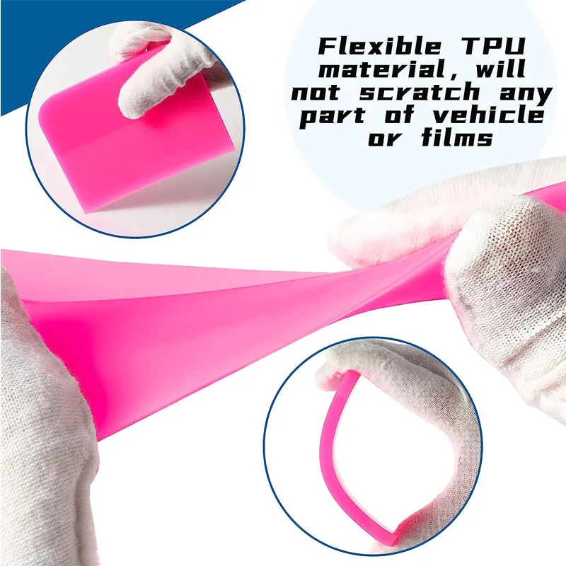 3Pcs Rosa Auto PPF Rakel TPU Gummi Schaber Anti-Scratch für PPF Film Vinyl Wrap Fenster Tönung Werkzeug windschutzscheibe Reinigung Kit – Detail 3