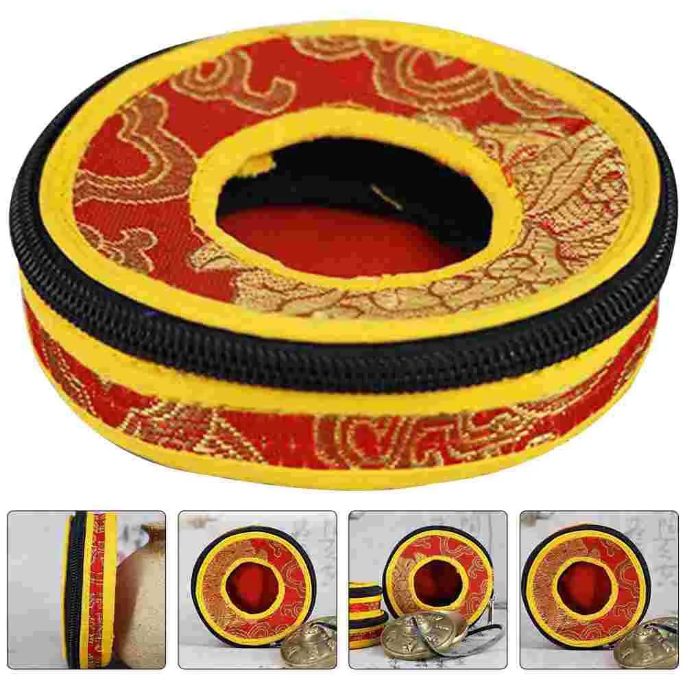 Bell Ring Set Pouch for Meditation Container Nepal Carry Case Storage Cymbals Holder Bag Touch The