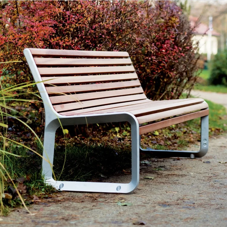 

Wood Garden Bench Outdoor Park Chair Bench With Cast Aluminum Legs