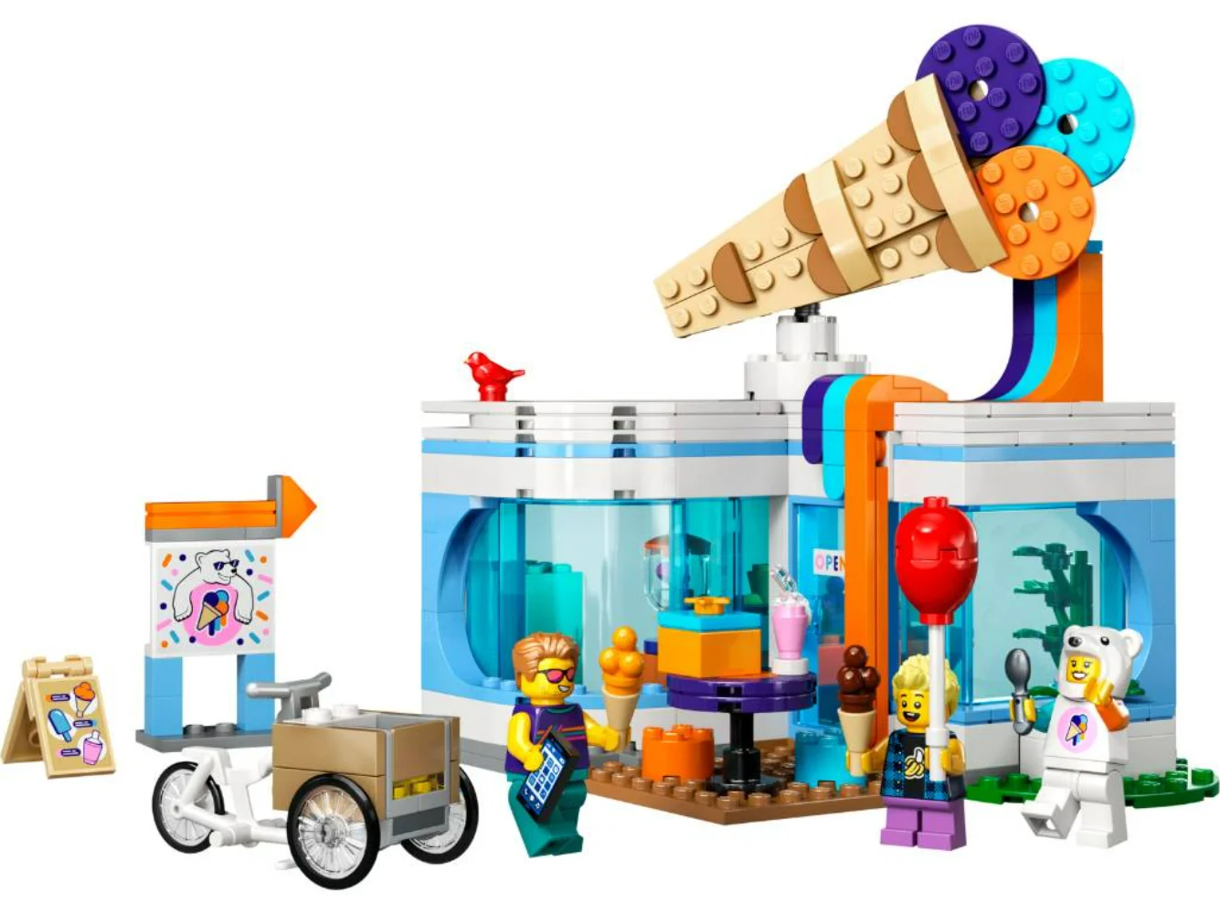 LEGO 60363 City Ice Cream Parlour Toy Shop for Children Set of 3 Mini Figures with Fun Accessories a Cargo Wheel Birthday Gift