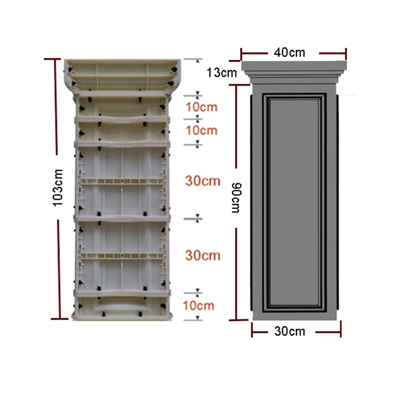 ABS Plastic Concrete Square Pillar Base Molds 30cm Width X 103cm Height for Home Improvement And Construction Projects