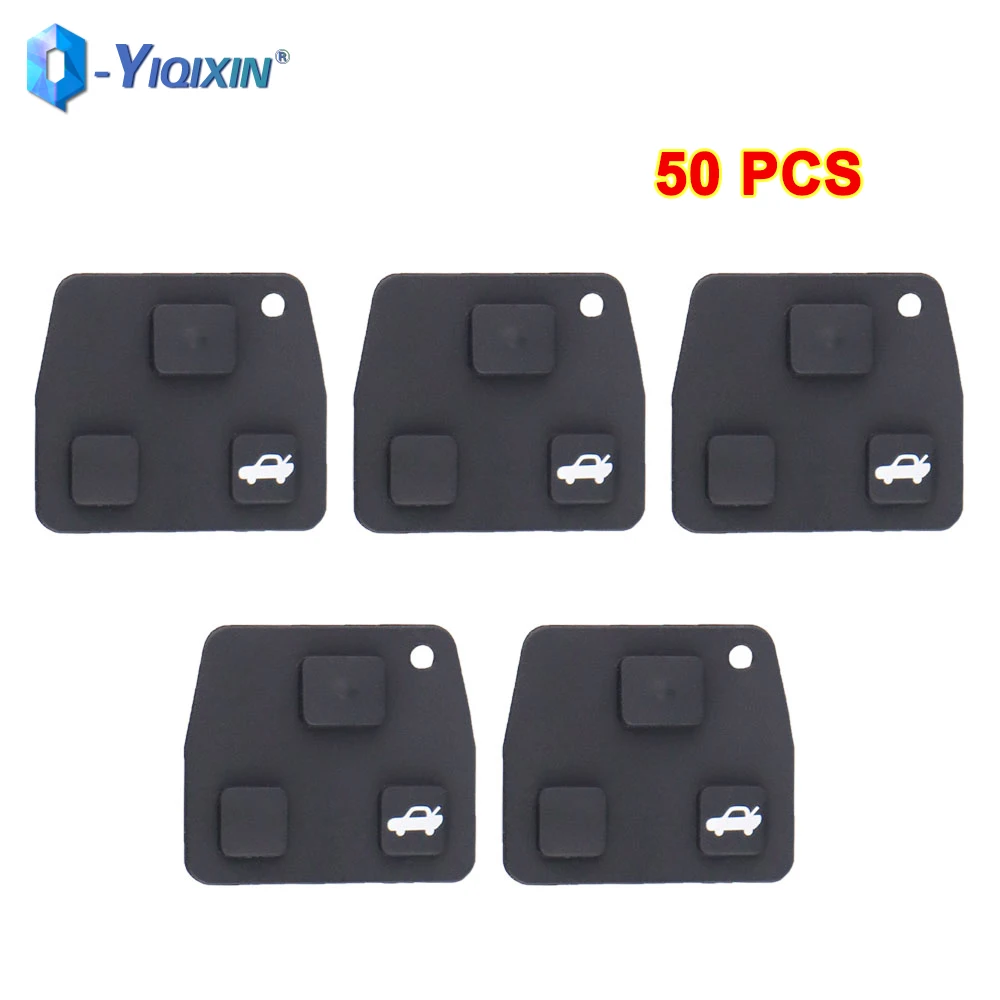 YIQIXIN 50 PCS 3 pulsanti Pad di riparazione in gomma siliconica per Toyota Avensis Corolla Camry Yaris Prado Carina Lexus Rav4 Car Key Shell