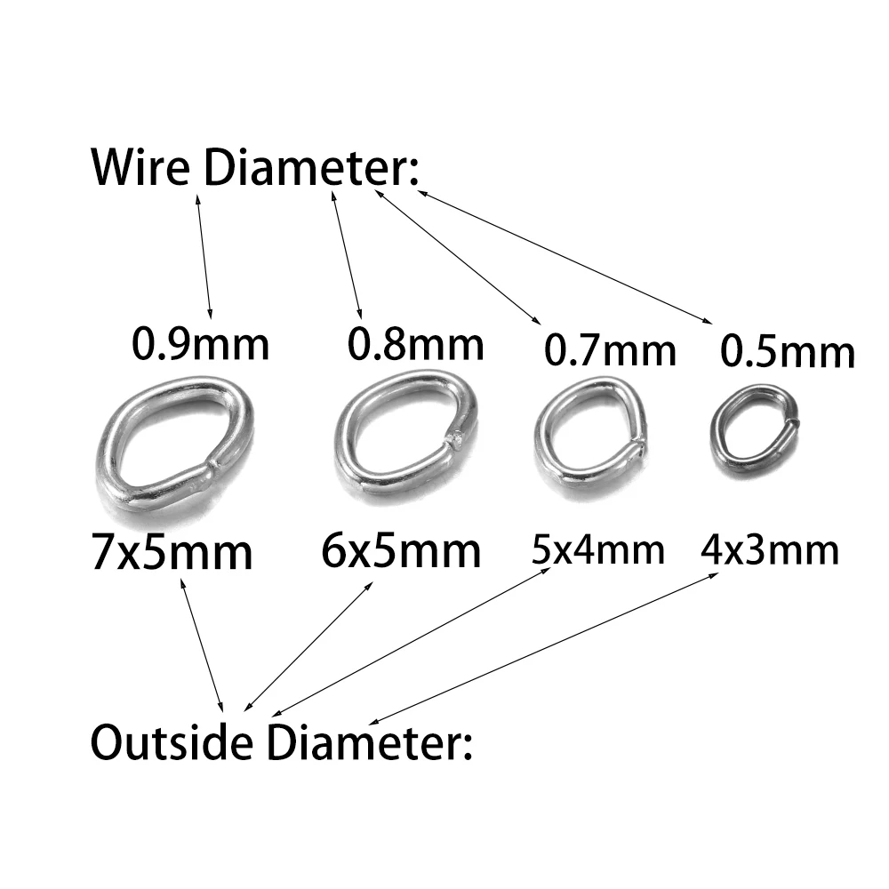 300pcs/lot 4 5 6 7mm Oval Jump Rings Split Rings Connectors for Diy Jewelry Findings Making Accessories Wholesale