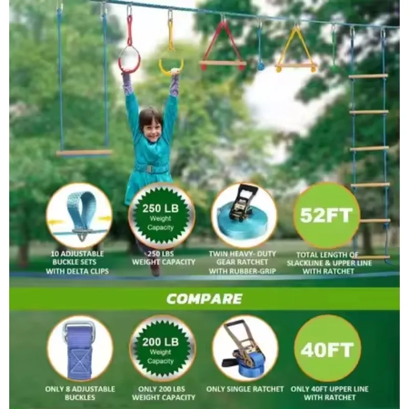 子供用ウォリアーオプスタクルコースキット 吊り下げ式モンキーバー フィストジムリング スイングロープ ラダー ポータブル屋外玩具トレーニングセット