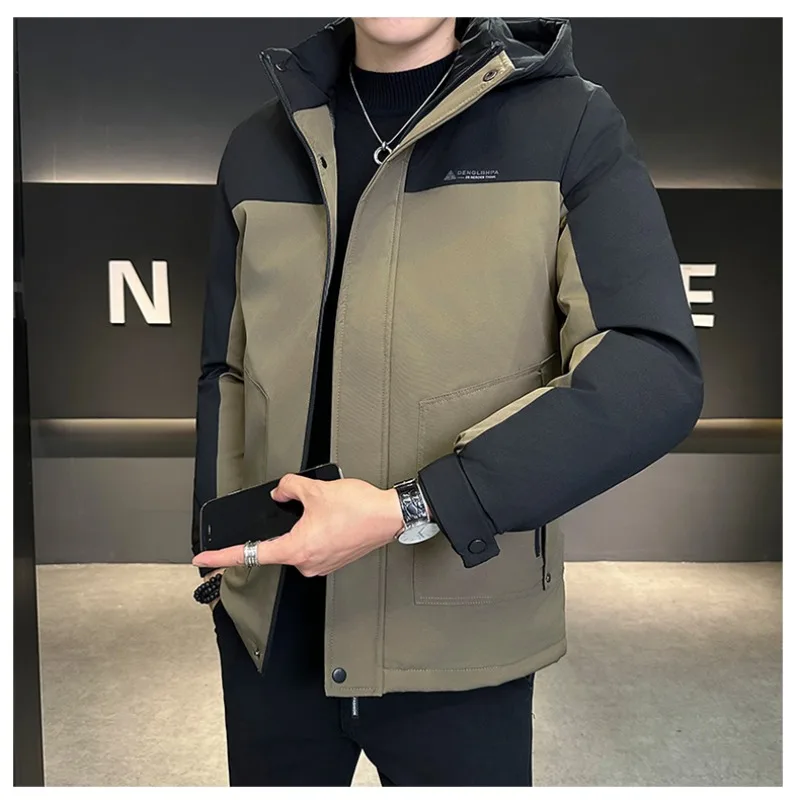 

Мужская осенне-зимняя модная и универсальная куртка на хлопковой подкладке, удобные короткие лоскутные пальто для папы, зимние теплые пальто