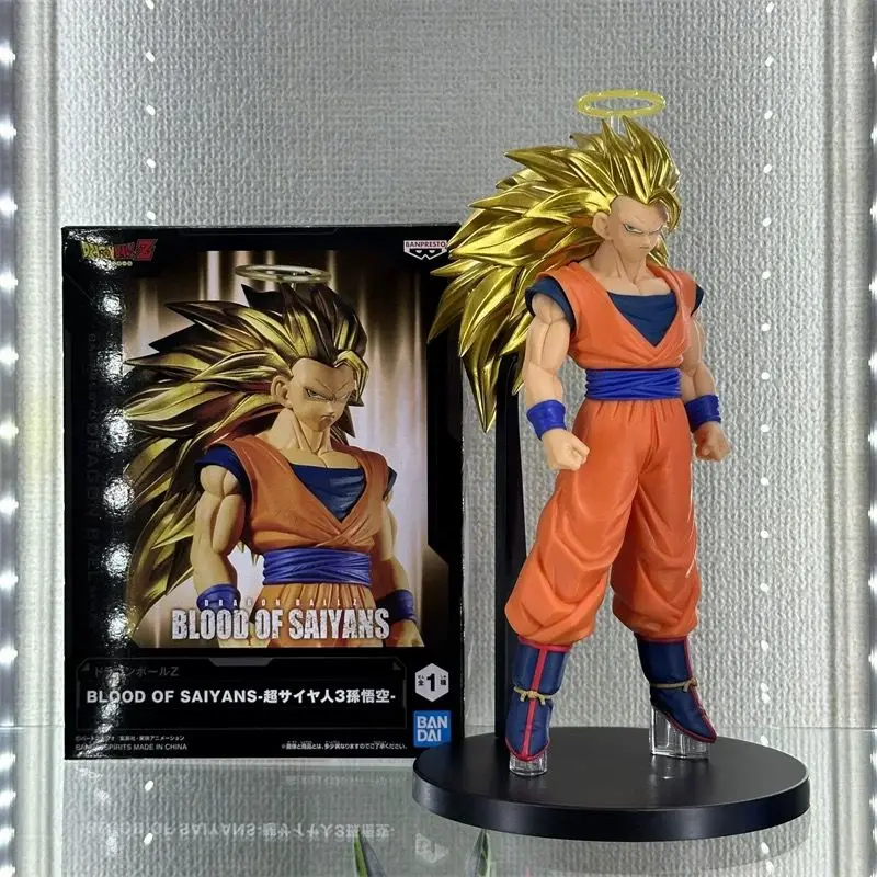 ต้นฉบับ Bandai เลือดของ saiyans ดราก้อนบอล Z ลูกชาย goku ของสะสม SSJ3เครื่องประดับฟิกเกอร์ตุ๊กตาของขวัญ19ซม.