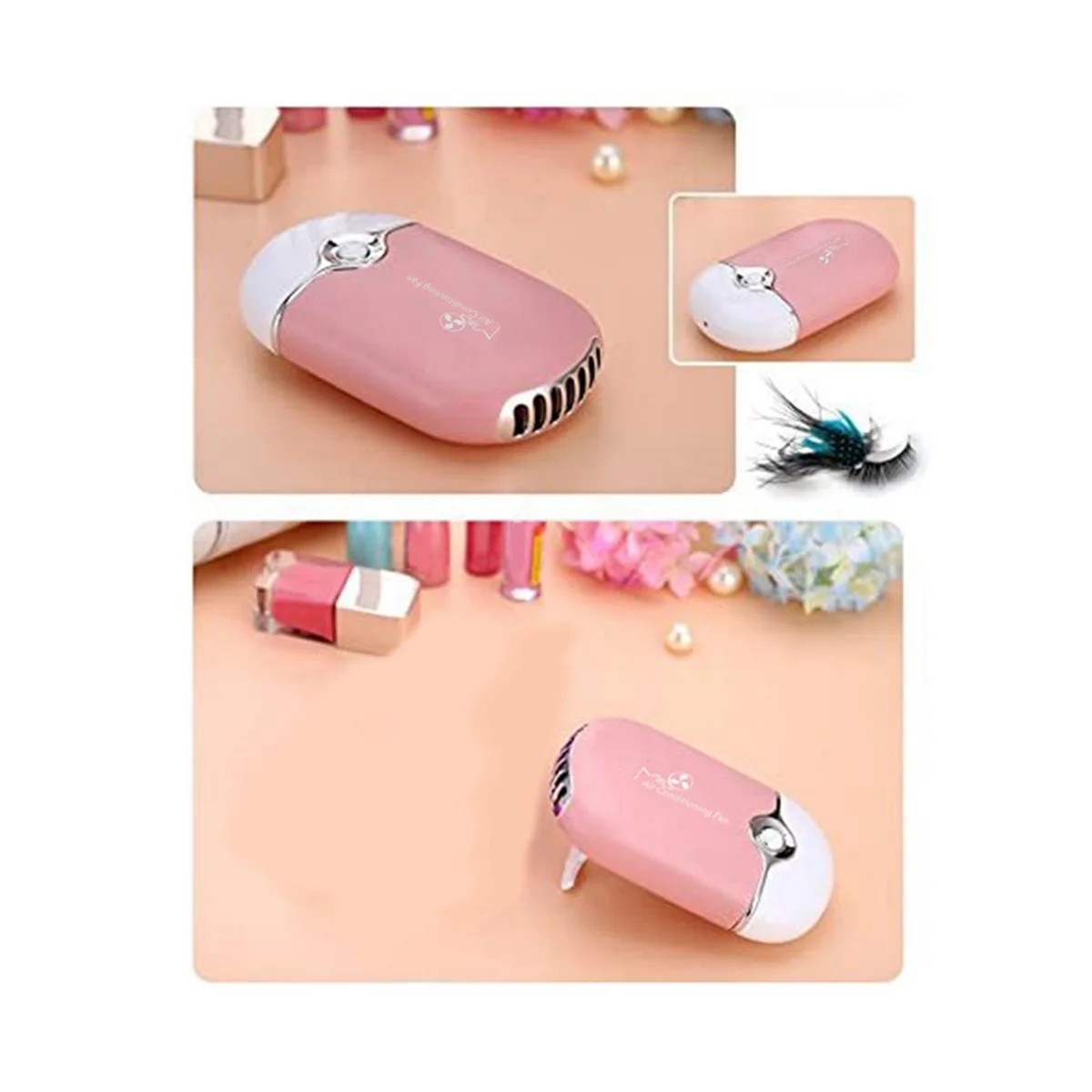 Mini ventilatore USB Batteria al litio incorporata Aria condizionata Ventilatore per ciglia ricaricabile (Rosa)