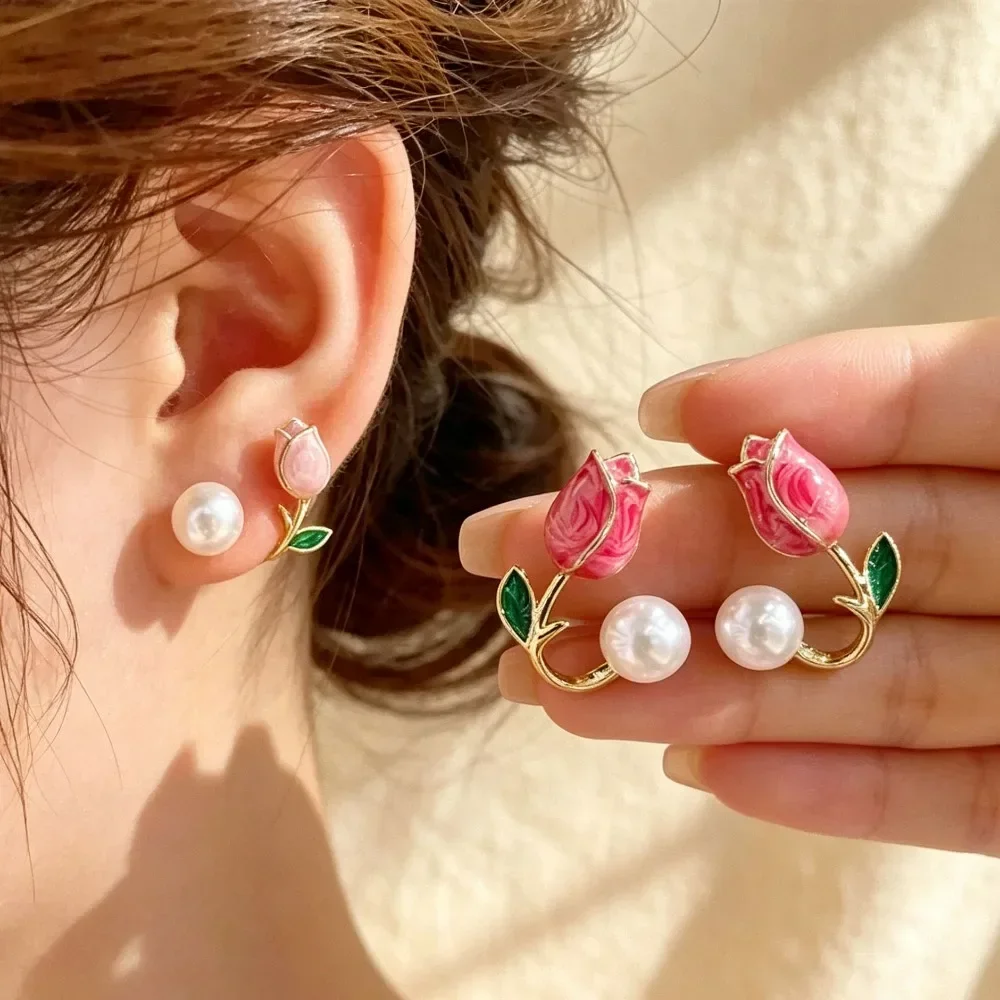 Geometric Four Pointed Star Front Back Earrings for Women Anti Sensitive Piercing Niche Jewelry Daily Party Holiday Gift